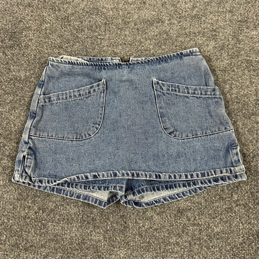 Gasoline Denim Shorts Womens Size 12 Blue Vintage Rear Zip Cotton High Waist